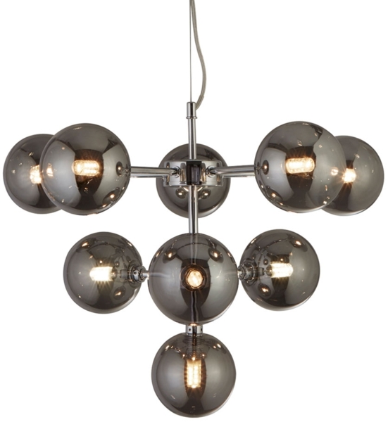 Pendelleuchte, Metall, Glas Kugel, chrom, Höhenverstellbar