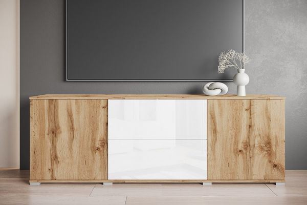 INOSIGN Lowboard Kenia (1 St), Der moderne TV-Schrank, mit 2 Türen und 2 Schubladen, Breite 180 cm