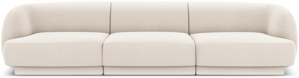 Micadoni 3-Sitzer Samtstoff Sofa Miley | Bezug Light Beige | Beinfarbe Black Plastic