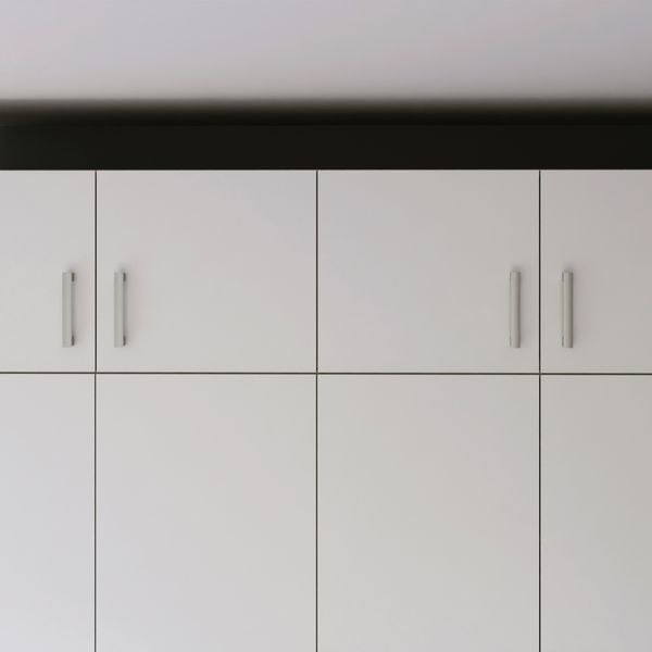 Forte ECONOBOX Schrankaufsatz 180, 4-türiger Drehtürenschrankaufsatz, Holzwerkstoff, Weiß, 177,5 cm breit, 38,1 cm hoch, 54,2 cm tief