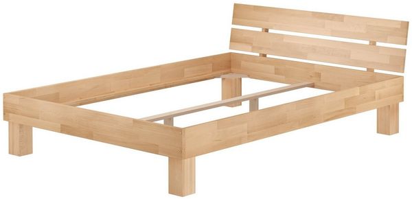 ERST-HOLZ Bett Doppelbett 160 x 200 Buche Natur ohne Rollrost, Buchefarblos lackiert