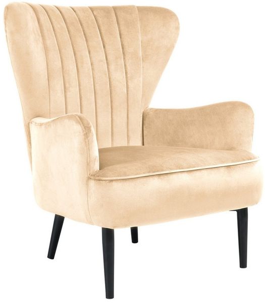 SVITA ARTHUR Ohrensessel Sessel Relaxsessel Modern Gepolstert Samt Hellbraun