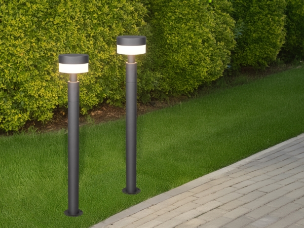 2er Set moderne LED Wegeleuchten aus Aluminium in Anthrazit, Höhe 95cm