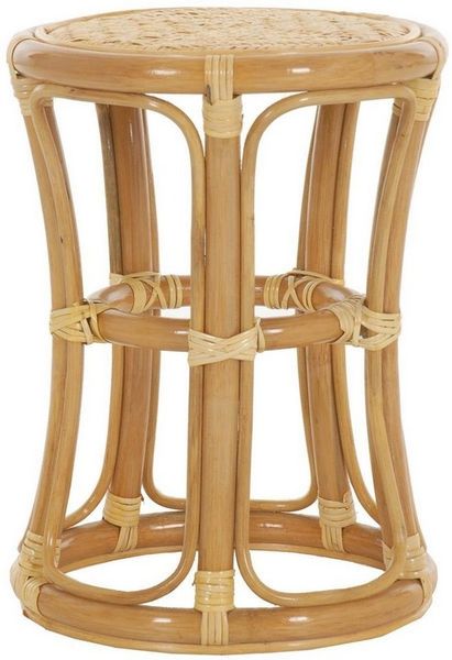 Krines Home Sitzhocker Hoher Rattan Hocker Rund Sitzhocker aus echtem Rattan/Rattanhocker, Blumenhocker Beistell Hocker Fußhocker