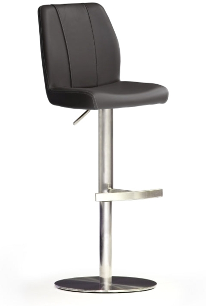 Barstuhl Naomi II - Leder Schwarz - Edelstahl
