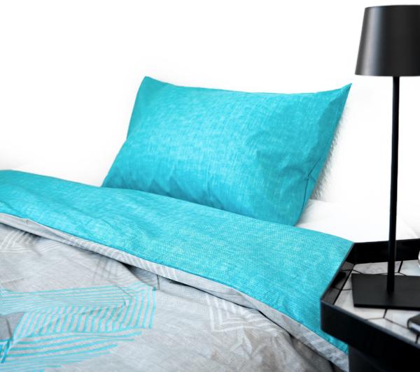 Bettwäsche aus 100% Baumwolle mit Fischgrätenmuster Decken- und Kissenbezug 135x200 cm