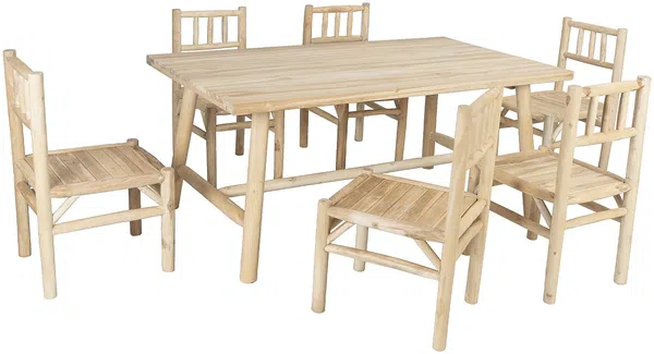 Vente-unique - TULUM Garden dining set Holz, Platte Beige - B 54 cm100 cm x H 90 cm76 cm x L 45 cm180 cm