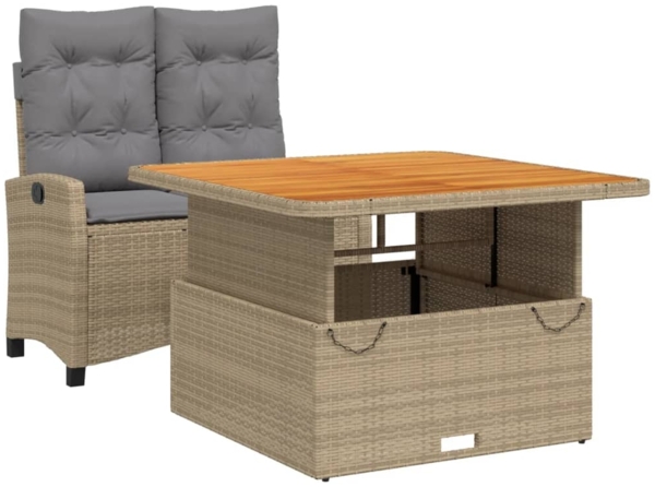 vidaXL 2-tlg. Garten-Essgruppe mit Kissen Beige Poly Rattan 3277427