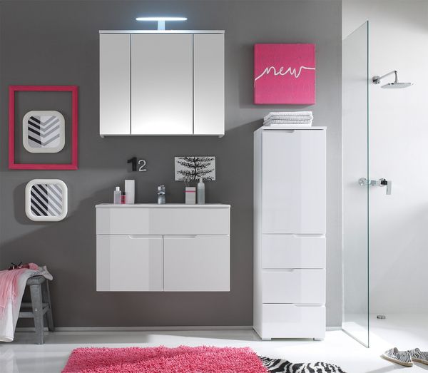 Badezimmer-Set >Suzette< (3-teilig) in Weiß aus Keramik - 120x199x46cm (BxHxT)