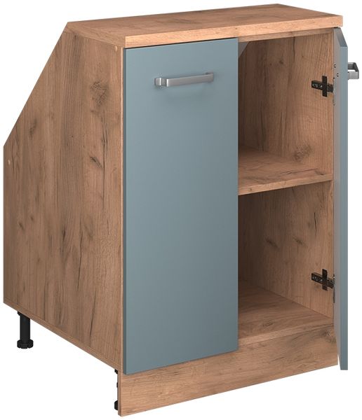 Küchenschrank für Dachschrägen R-Line Blau-Grau 60 cm mit 2 Türen, Schrankkorpus 60 cm Tiefe Vicco Bild 3