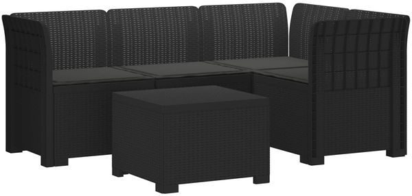 vidaXL 4-Sitzer Garten Sofa mit Kissen Rattan Look PP Anthrazit 3443999