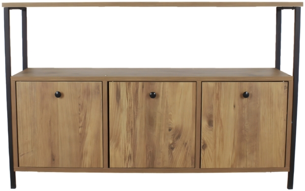 Calicosy 'NERO' Buffet mit 3 Türen, Nussbaum-Dekor, L120 cm - Helles Holz