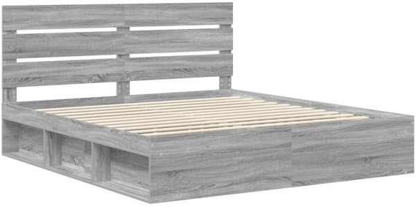 vidaXL Bettrahmen Graues Sonoma 200 x 200 cm Massives Kiefernholz 3411709 Bild 4