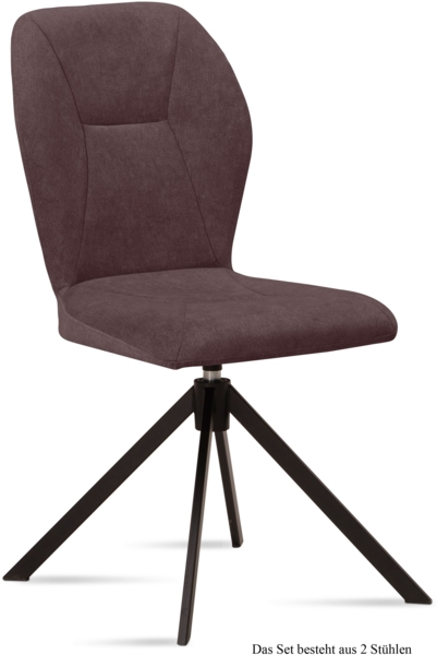 Esszimmerstuhl drehbar (2er-Set) Denyse 51x92x60 Schwarz/Braun