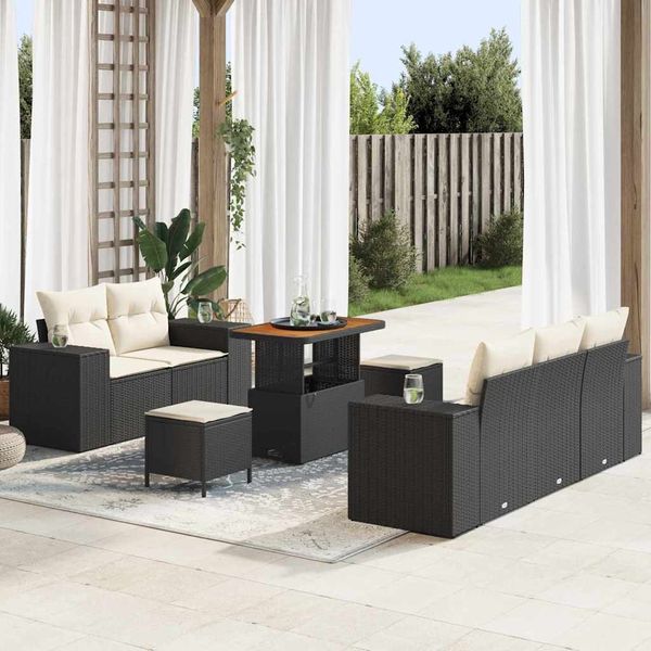 vidaXL Gartensofa-set 8 pcs Schwarz Poly-Rattan 3361950