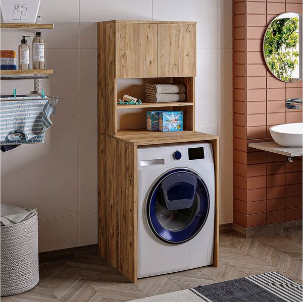 Roomart Waschmaschinenumbauschrank Waschmaschinenschrank EKO – Überbauschrank Bad in 4 Farben (Waschmaschinenschrank EKO – Überbauschrank in 4 Farben) Überbauschrank, 2 Türen, offenes Mittelfach in 4 Farben