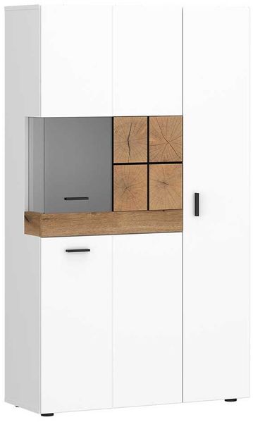 Vitrine Ornella / Oreta, Holzwerkstoff, Weiß, Holzfarben, 82 x 146 x 37 cm