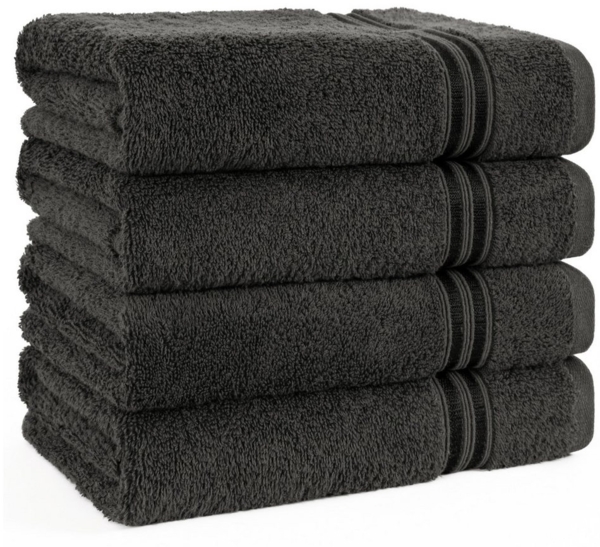 Hammetex 4er Badetuch Set, 100% Baumwolle Premium Qualität Groß 50x100 cm Handtuch, Weich Saugstark Schnell Trocknendes Händehandtuch, Anthrazit