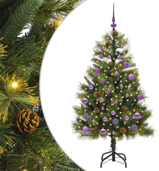 vidaXL Künstlicher klappbarer Weihnachtsbaum mit Tannenzapfen 150 cm 3395086