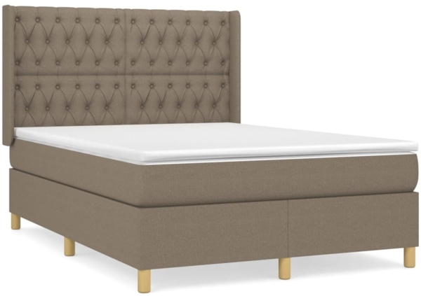 vidaXL Boxspringbett mit Matratze Taupe 140x190 cm Stoff 3132229