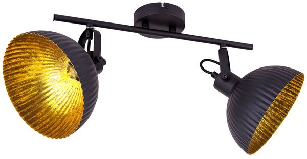Deckenleuchte, schwarz-gold, Spots beweglich, L 40 cm