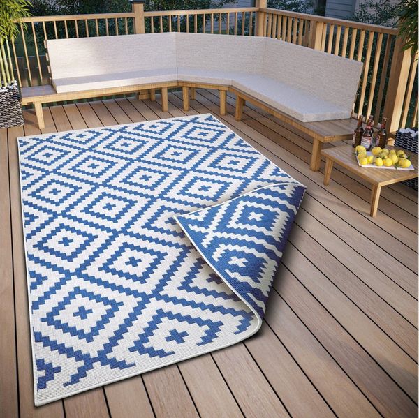 OTTO home Teppich Ronda Wendeteppich, rechteckig, Höhe: 5 mm, Sisal-Optik, Flachgewebe, In- und Outdoor, geometrisches Boho Design