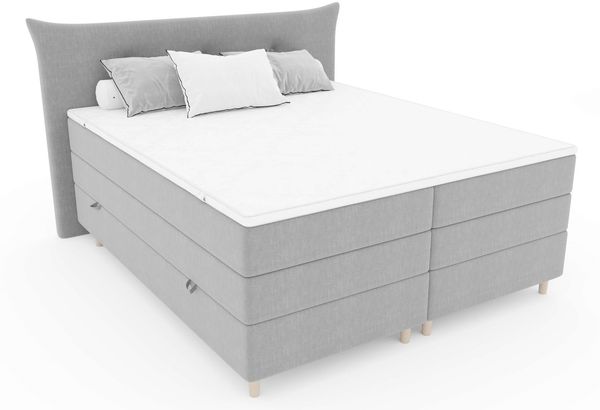 99rooms Zeus Boxspringbett 160x200 cm Strukturstoff INARI Schwarz Taschen-Federung Bild 5
