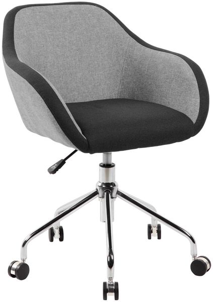 Dmora Stuhl mit Rädern Bardello, Arbeitsbürosessel, ergonomischer Bürositz, 56x58h77/84 cm, Grau und Schwarz