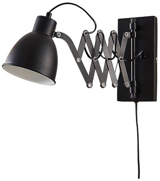Lindby Wandleuchte Merle, Metall, Schwarz IP20, 1 x 40 W