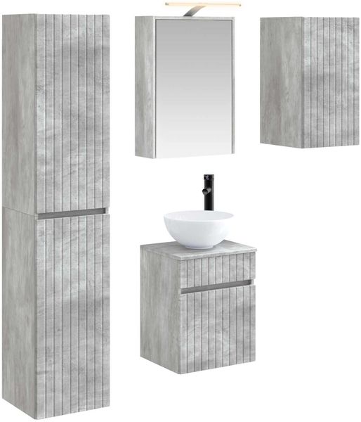 vidaXL Badezimmerschrank-Set 5 pcs Betongrau 43 x 16 x 62,5 cm 3407346