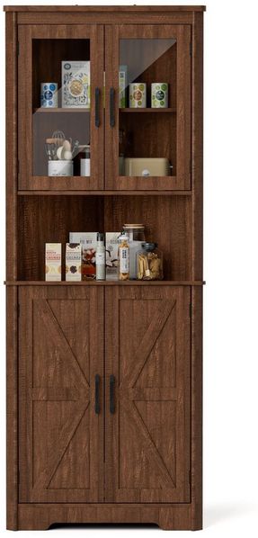 FiveWillowise Eckschrank mit 4 Türen und 5 Ablageflächen, 165cm, Holz, Braun (1-St) Eckschrank perfekt in die Ecke zwischen zwei Wänden integrieren.