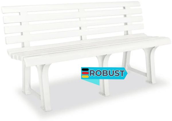 Parkbank KATO 145,5 cm Kunststoff Weiß | Gartenbank wetterfest Terrassenbank 3 Sitzer Sitzbank Rückenlehne
