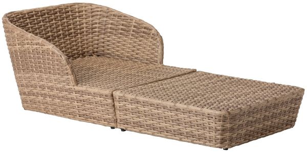 Dehner Gartenliege Tulum, 103 x 66 x 200 cm (B/H/T), Sitzhöhe 37 cm, braun / weiß, gemütliche Sonnenliege inkl. wasserabweisendem Polster, 2-teilig