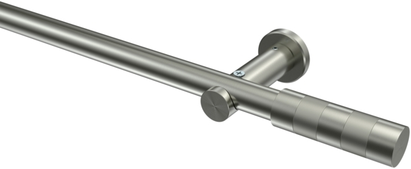 Gardinenstangen-Set Platon Mavell 100 cm, 1-läufig (ohne Ringe), 20 mm Ø Edelstahl-Optik