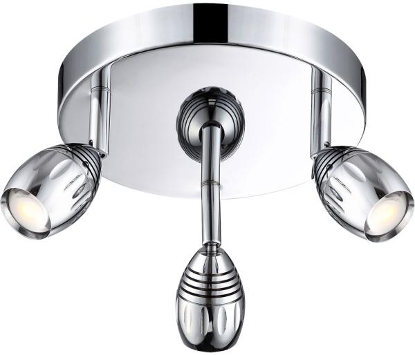 LED Deckenleuchte, Chrom Acryl, Strahler beweglich, D 20 cm