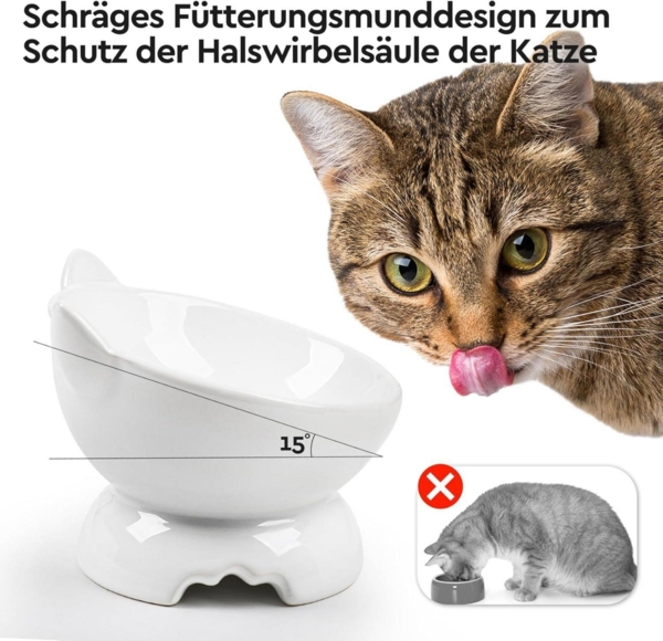 2x Keramik Futternapf Katze erhöhter Zervixschutz Fressnapf Fishbone-Design Bild 4