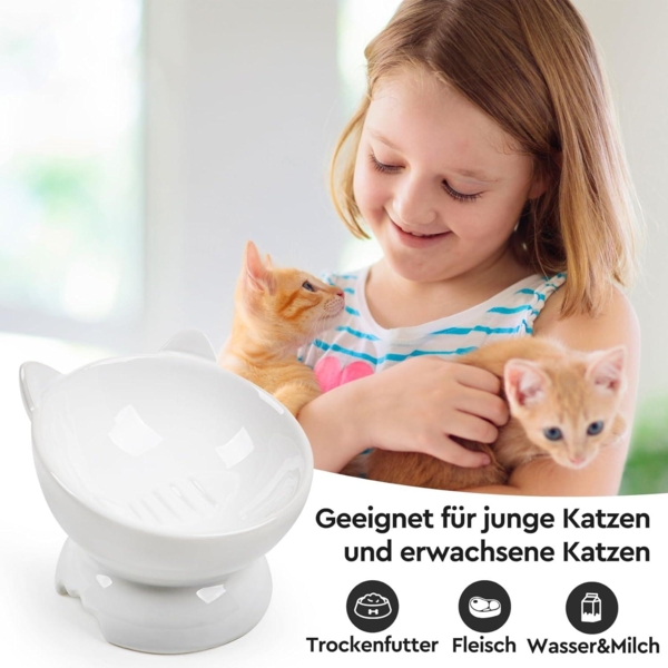 2x Keramik Futternapf Katze erhöhter Zervixschutz Fressnapf Fishbone-Design Bild 3