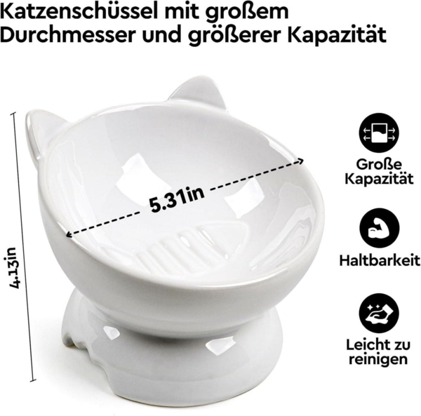 2x Keramik Futternapf Katze erhöhter Zervixschutz Fressnapf Fishbone-Design Bild 2