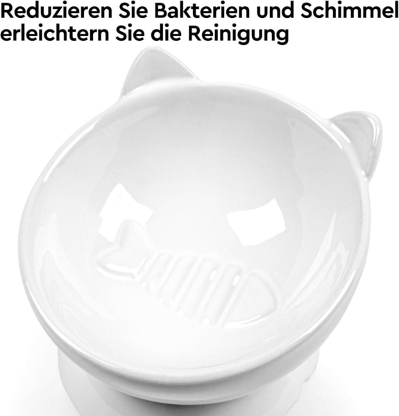 2x Keramik Futternapf Katze erhöhter Zervixschutz Fressnapf Fishbone-Design Bild 5