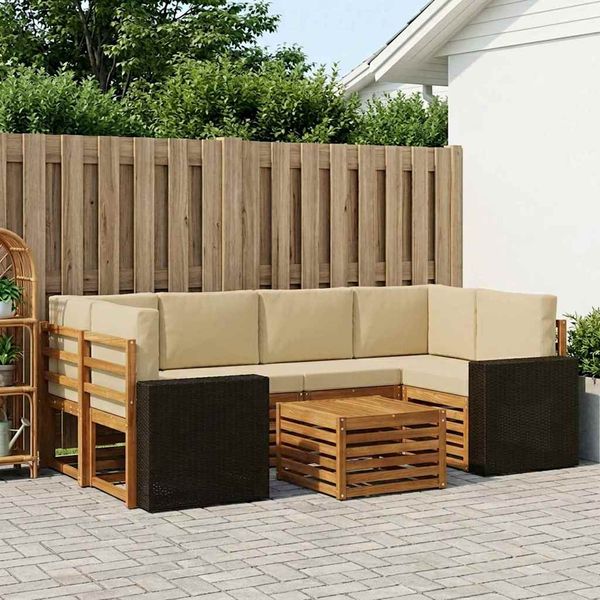 vidaXL Outdoor-Sofagarnitur 7 pcs Natur und Beige Massivholz Akazie 3384094