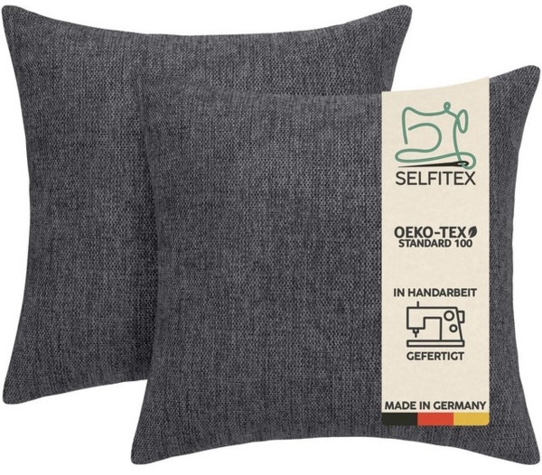 Selfitex Dekokissen 2er Set Sofakissen 30x50/40x40/50x50 inkl. Füllkissen, Canvas Stoff, strukturierte Oberfläche, fein meliert, in Handarbeit gefertigt Bild 4