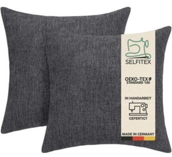 Selfitex Dekokissen 2er Set Sofakissen 30x50/40x40/50x50 inkl. Füllkissen, Canvas Stoff, strukturierte Oberfläche, fein meliert, in Handarbeit gefertigt Bild 6