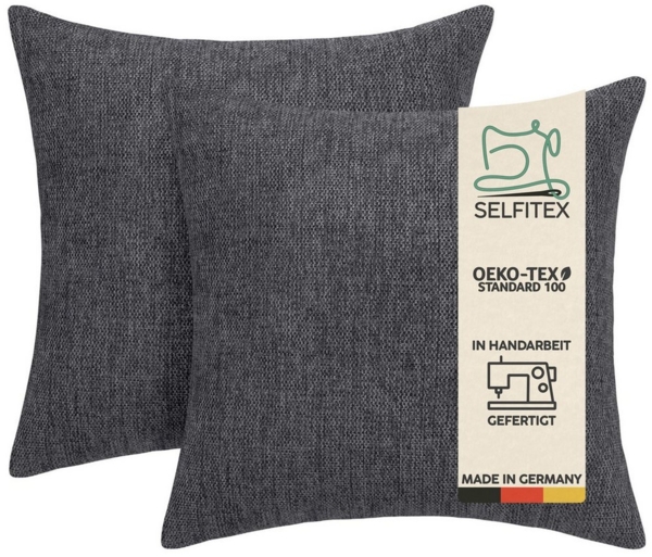Selfitex Dekokissen 2er Set Sofakissen 30x50/40x40/50x50 inkl. Füllkissen, Canvas Stoff, strukturierte Oberfläche, fein meliert, in Handarbeit gefertigt Bild 5