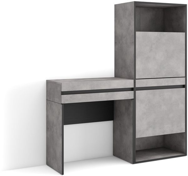 Skraut Home | Schuhregal, Schuhschrank | Schuhaufbewahrung | 130 x 145 x 35 cm | Für Schlafzimmer, Zimmer | Schminktisch | Moderner Stil | Zement