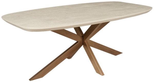 BENEDO MÖBEL Esstisch MADLEN - aus Mangoholz, Sandfarben & Bronze-finish Gestell, Oval/Rund, für stilvolles Wohnen, verschiedene Formen & Größen verfügbar