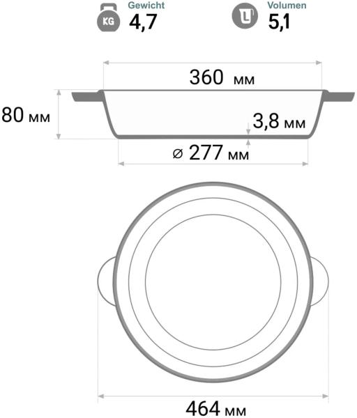Ø36cm Gusseisenpfanne aus Gusseisen Bräter Schmortopf zwei Griffe Servierpfanne Bild 3