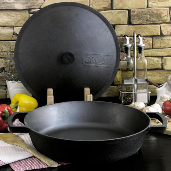 Ø36cm Gusseisenpfanne aus Gusseisen Bräter Schmortopf zwei Griffe Servierpfanne Bild 4