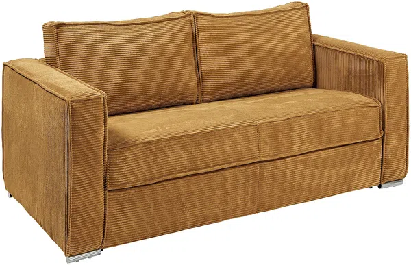 Vente-unique - LORETO Sofa SamtStoff Gelb - B 223 cm95 cm x H 90 cm x L 195 cm Bild 2