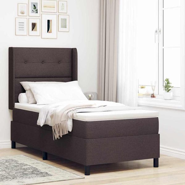 vidaXL Boxspringbett mit Matratze Dunkelbraun 190 x 90 cm Stoff 3341619