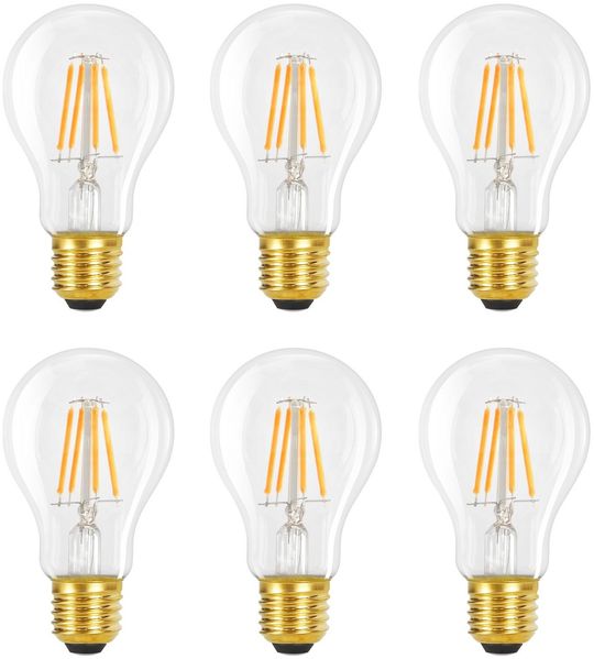 ZMH LED-Lampen, 6 Stück, E27, 4 W, 2700 K, A60, Vintage-Edison-Glühbirnen